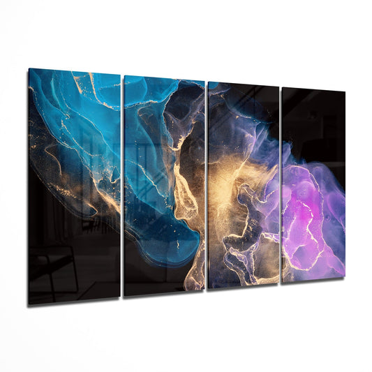 Collision 4 Pieces Mega Glass Wall Art (150x92 cm)