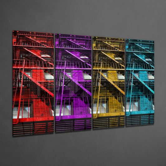 Stairs 4 Pieces Mega Glass Wall Art (150x92 cm)