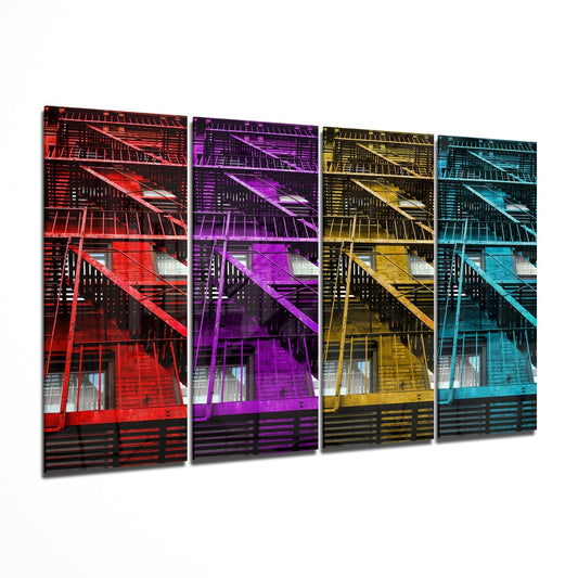 Stairs 4 Pieces Mega Glass Wall Art (150x92 cm)