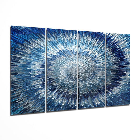 Blue Spiral 4 Pieces Mega Glass Wall Art (150x92 cm)