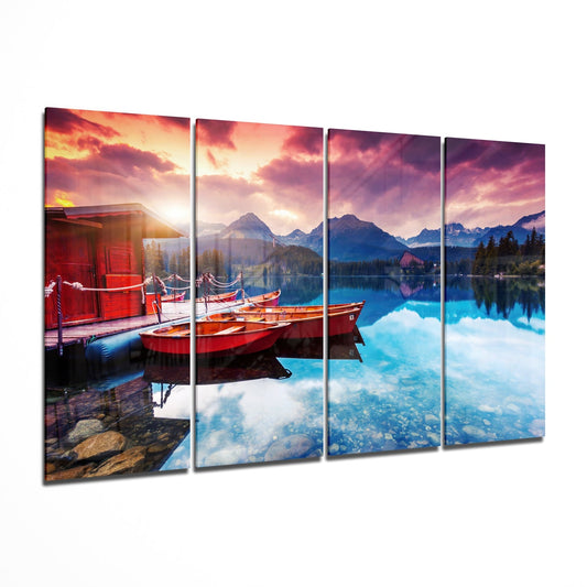 Sunset 4 Pieces Mega Glass Wall Art (150x92 cm)