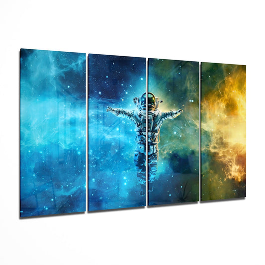 Astronaut  4 Pieces Mega Glass Wall Art (150x92 cm)