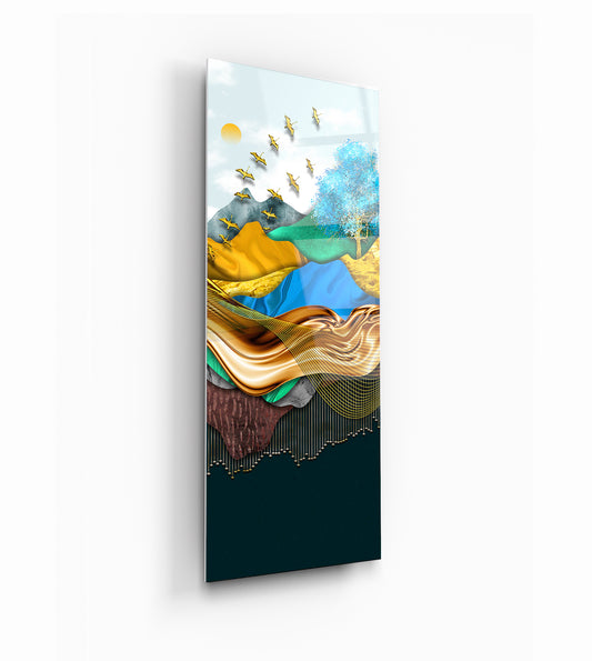 Décoration murale en verre représentant des oiseaux