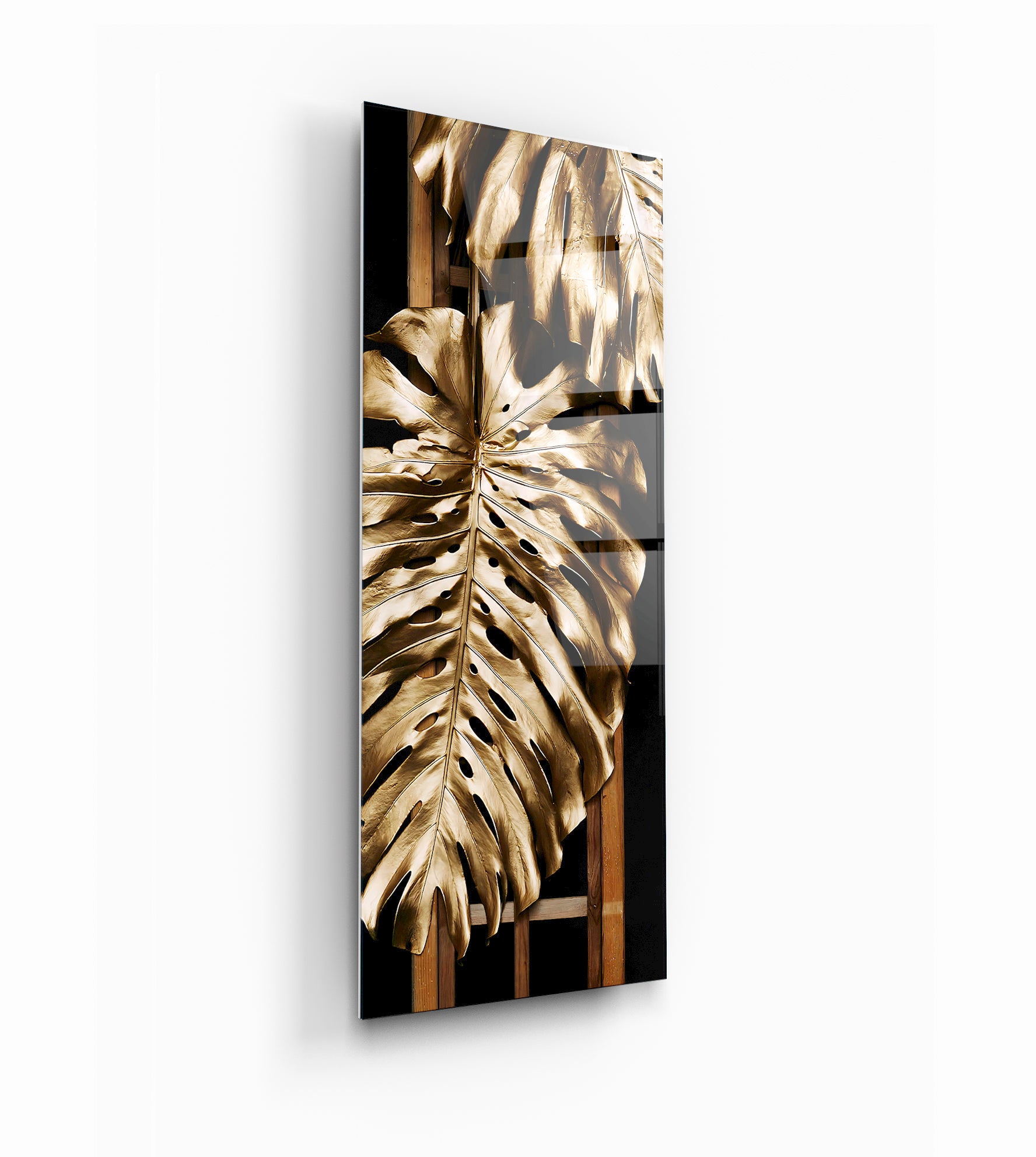 Gold Leaves Glass Wall Art