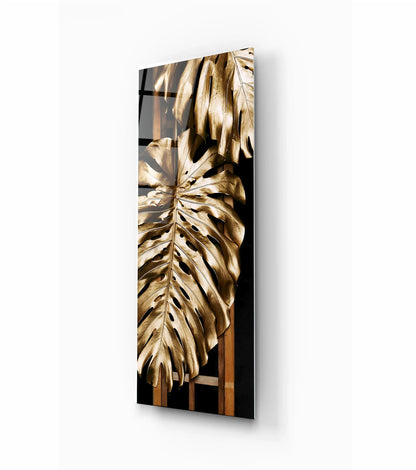 Gold Leaves Glass Wall Art - LUXARTDECO