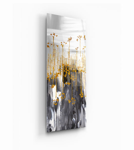 Golden Rain Glass Wall Art