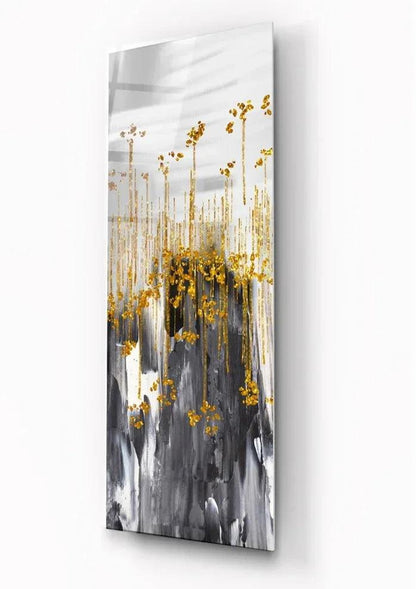 Golden Rain Glass Wall Art - LUXARTDECO