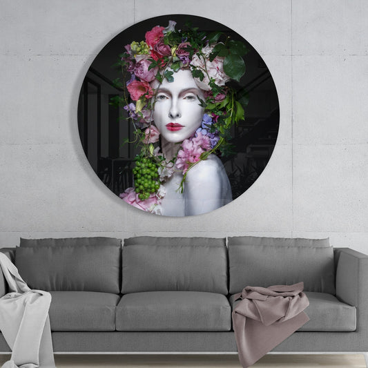 Floral Woman Glass Wall Art