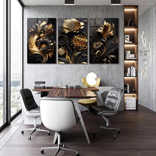 Golden Line Botanicals 2 Glass Wall Art