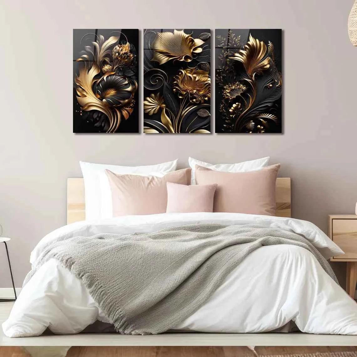 Golden Line Botanicals 2 Glass Wall Art