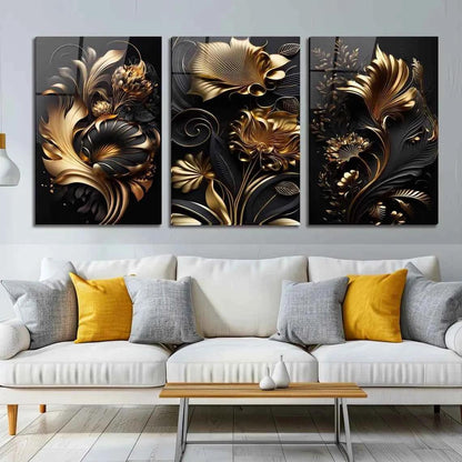Golden Line Botanicals 2 Glass Wall Art