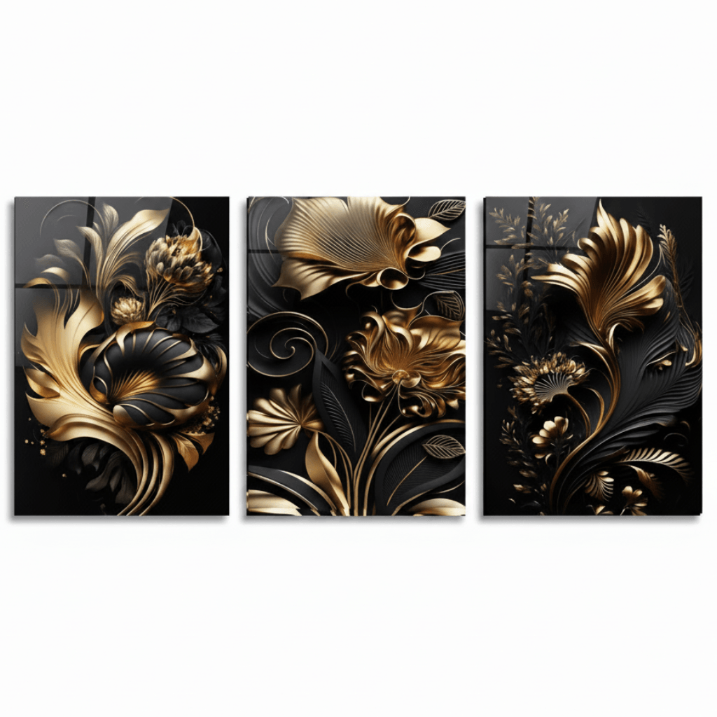 Golden Line Botanicals 2 Glass Wall Art