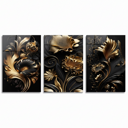 Golden Line Botanicals 2 Glass Wall Art