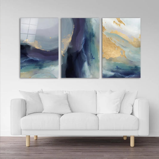 Navy & Gold Glass Wall Art