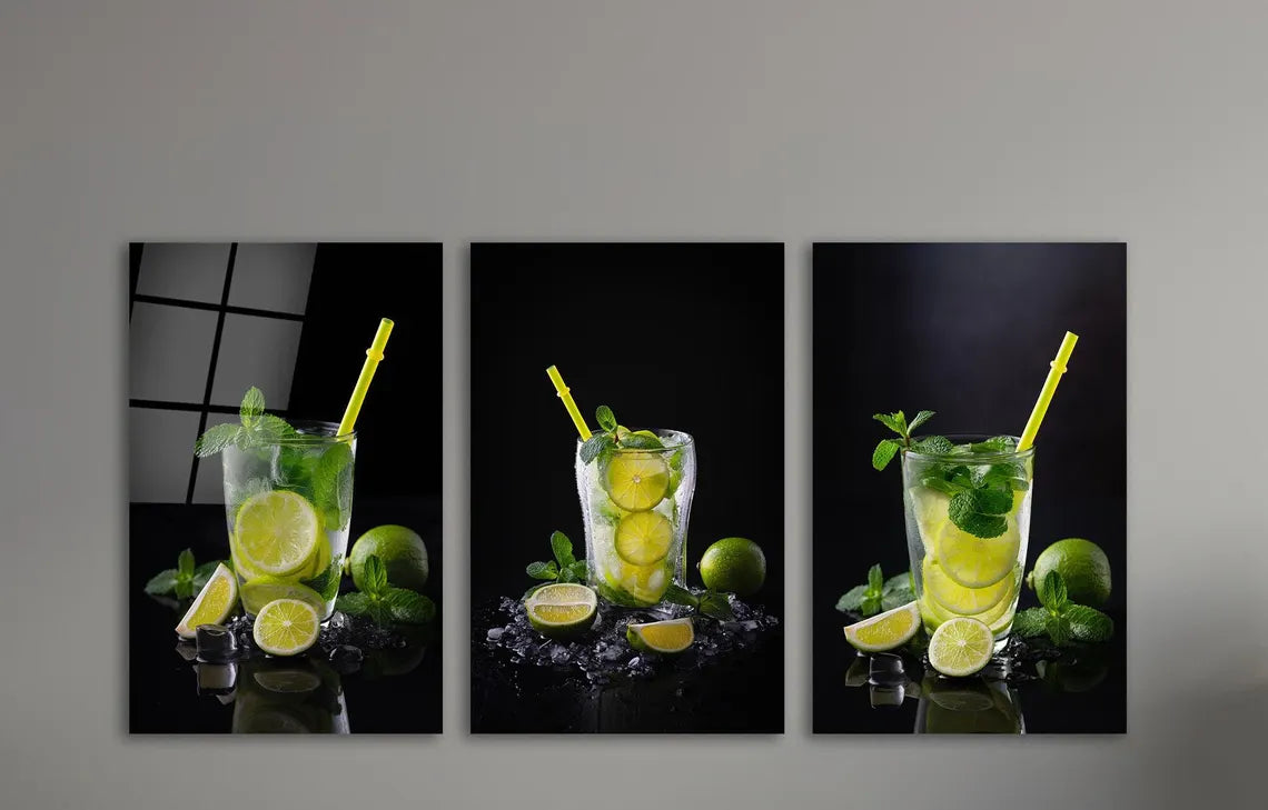 Mojito Cocktail Tableau en Verre Trempé