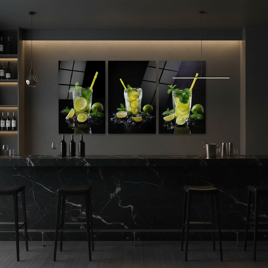 Mojito Cocktail Tableau en Verre Trempé