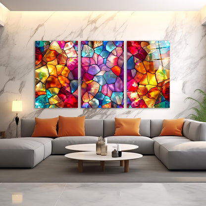 Mosaico Effetto Vetrata Quadro in Vetro Temperato