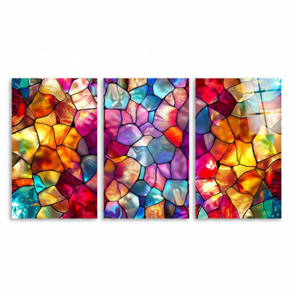 Mosaico Effetto Vetrata Quadro in Vetro Temperato