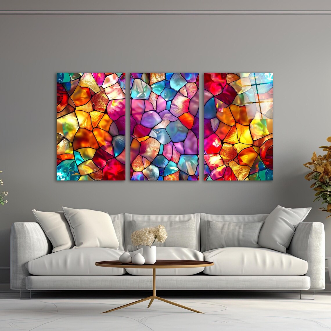 Mosaico Effetto Vetrata Quadro in Vetro Temperato