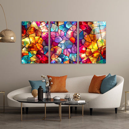 Mosaico Effetto Vetrata Quadro in Vetro Temperato
