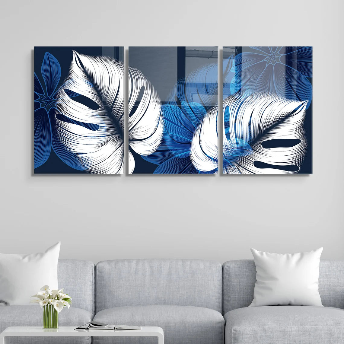 Tulipes Dorées et Marguerites Tableau en Verre Trempé
