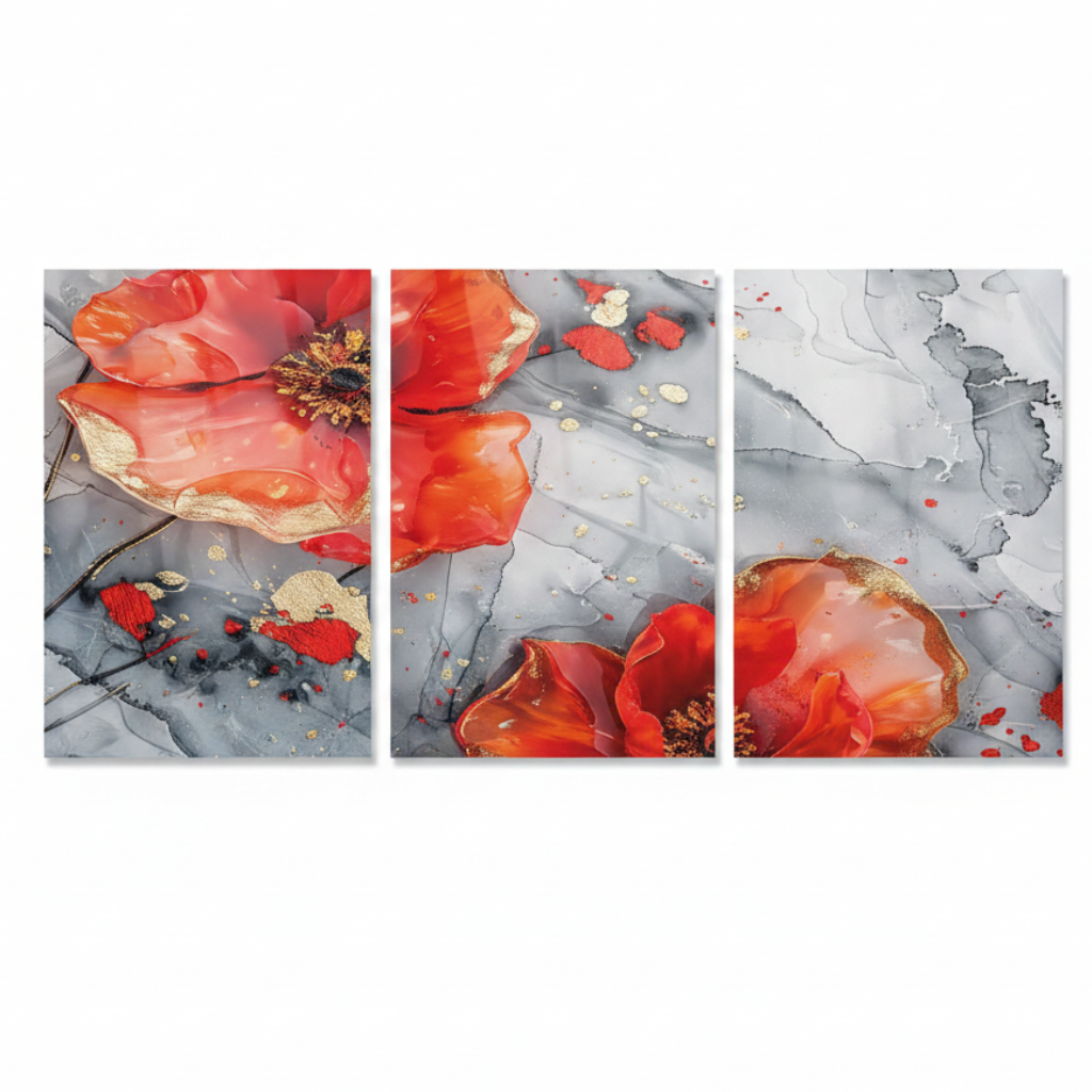 Coquelicots RougesTableau en Verre Trempé