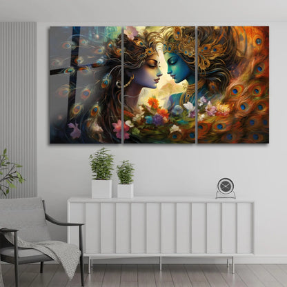Radha Krishna Tableau en Verre Trempé