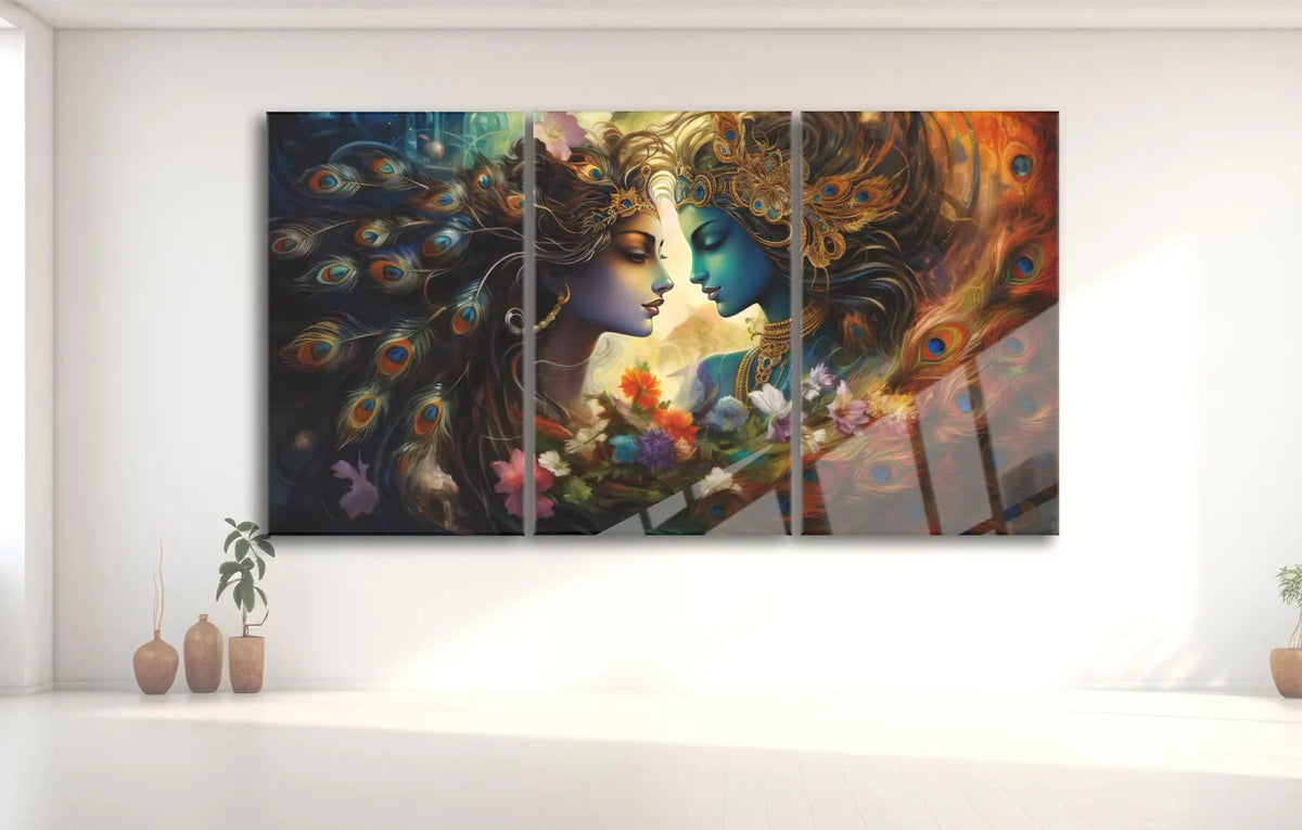 Radha Krishna Tableau en Verre Trempé