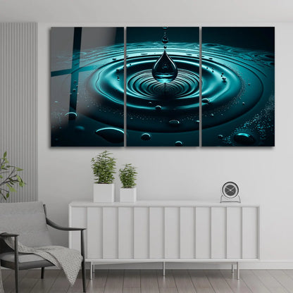 Goutte d'eau Couleur Aigue-marine Tableau en Verre Trempé