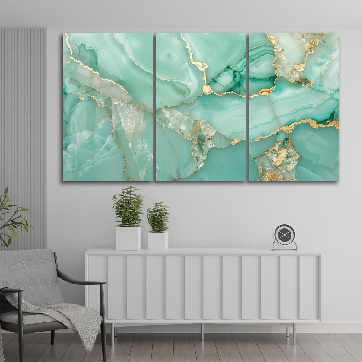 Marmo Aqua Agate Quadro in Vetro Temperato