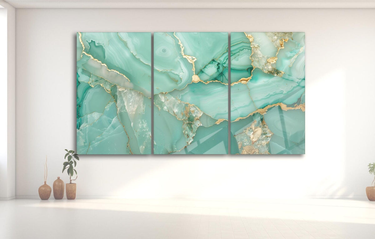 Marmo Aqua Agate Quadro in Vetro Temperato