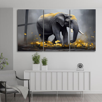 Elephant Gold Glass Wall Art