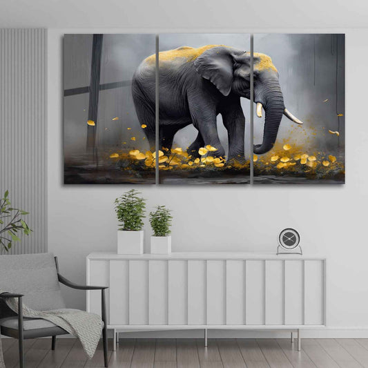 Elephant Gold Glass Wall Art