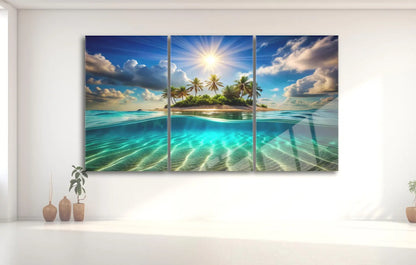 Tropical Island Glass Wall Art