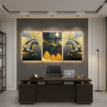 Due Cavalli Neri Quadro in Vetro Temperato
