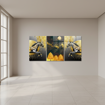 Due Cavalli Neri Quadro in Vetro Temperato