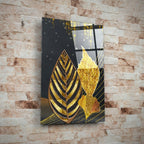 Gold Leaves Glass Wall Art