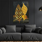Gold Leaves Glass Wall Art