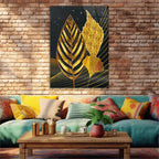 Gold Leaves Glass Wall Art