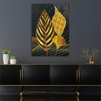 Gold Leaves Glass Wall Art