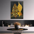 Gold Leaves Glass Wall Art