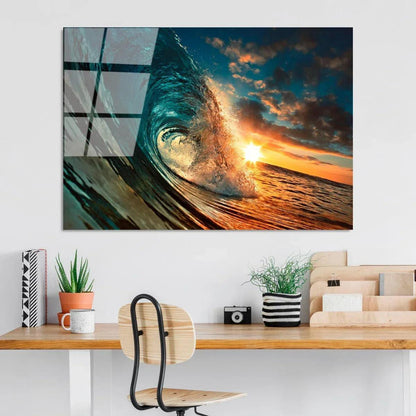 Sea Wave Glas Wall Art - LUXARTDECO