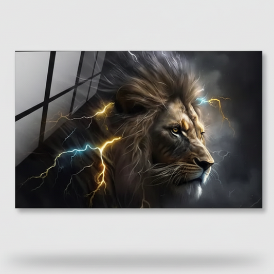 Lion Tableau en verre trempé