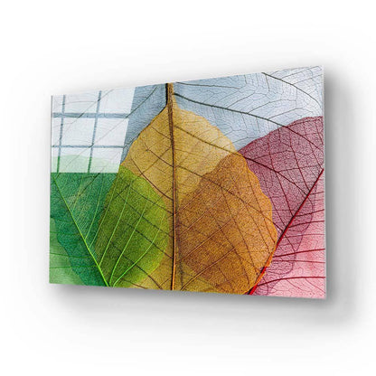 Colorful Leaves Glas Wall Art - LUXARTDECO