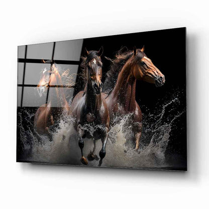 Elegant Horses Glass Wall Art - LUXARTDECO