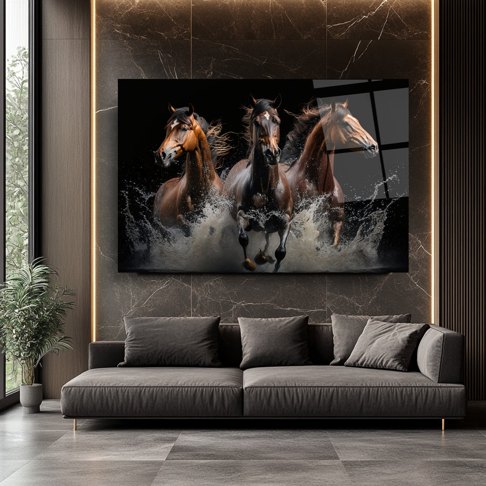 Horses Glass Wall Art