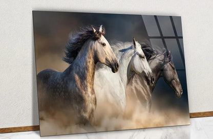 Three Horses Glass Wall Art - LUXARTDECO