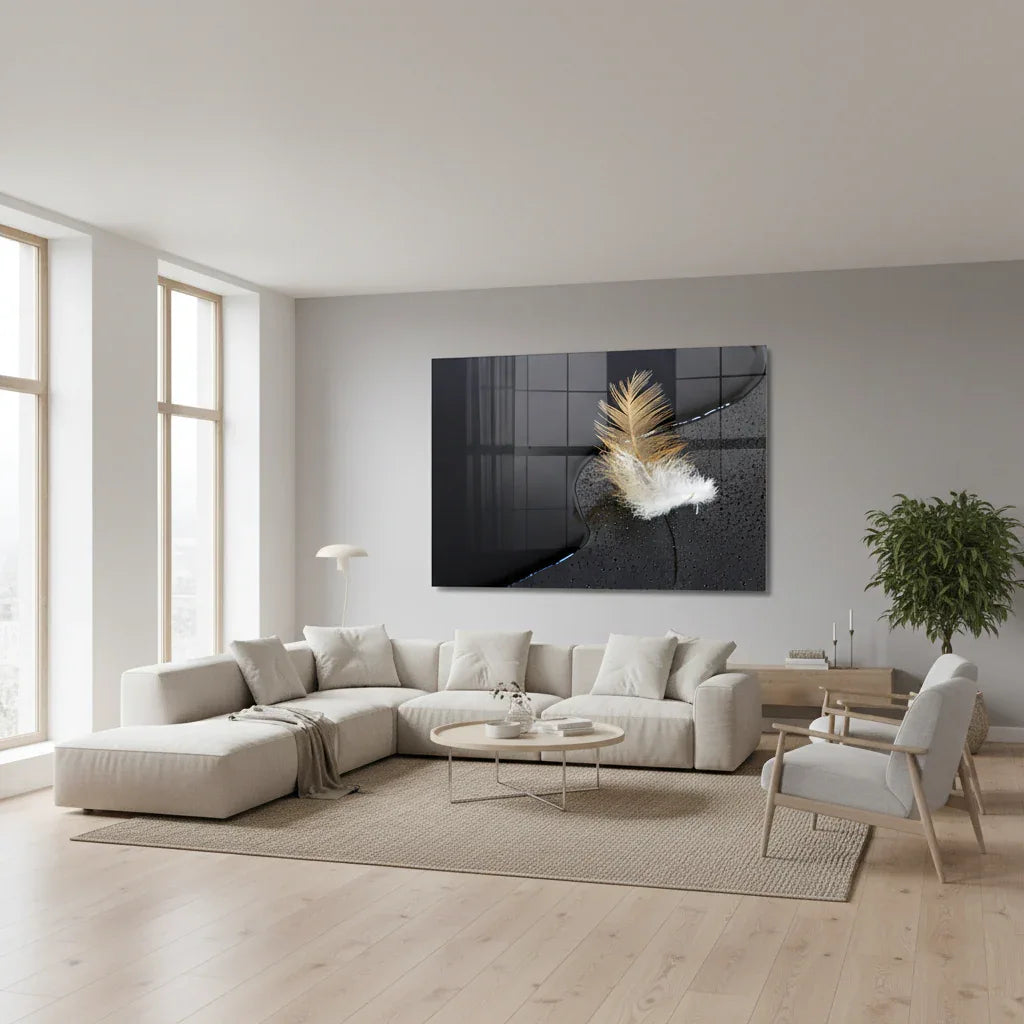 Feather Glass Wall Art - LUXARTDECO