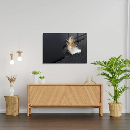 Feather Glass Wall Art - LUXARTDECO
