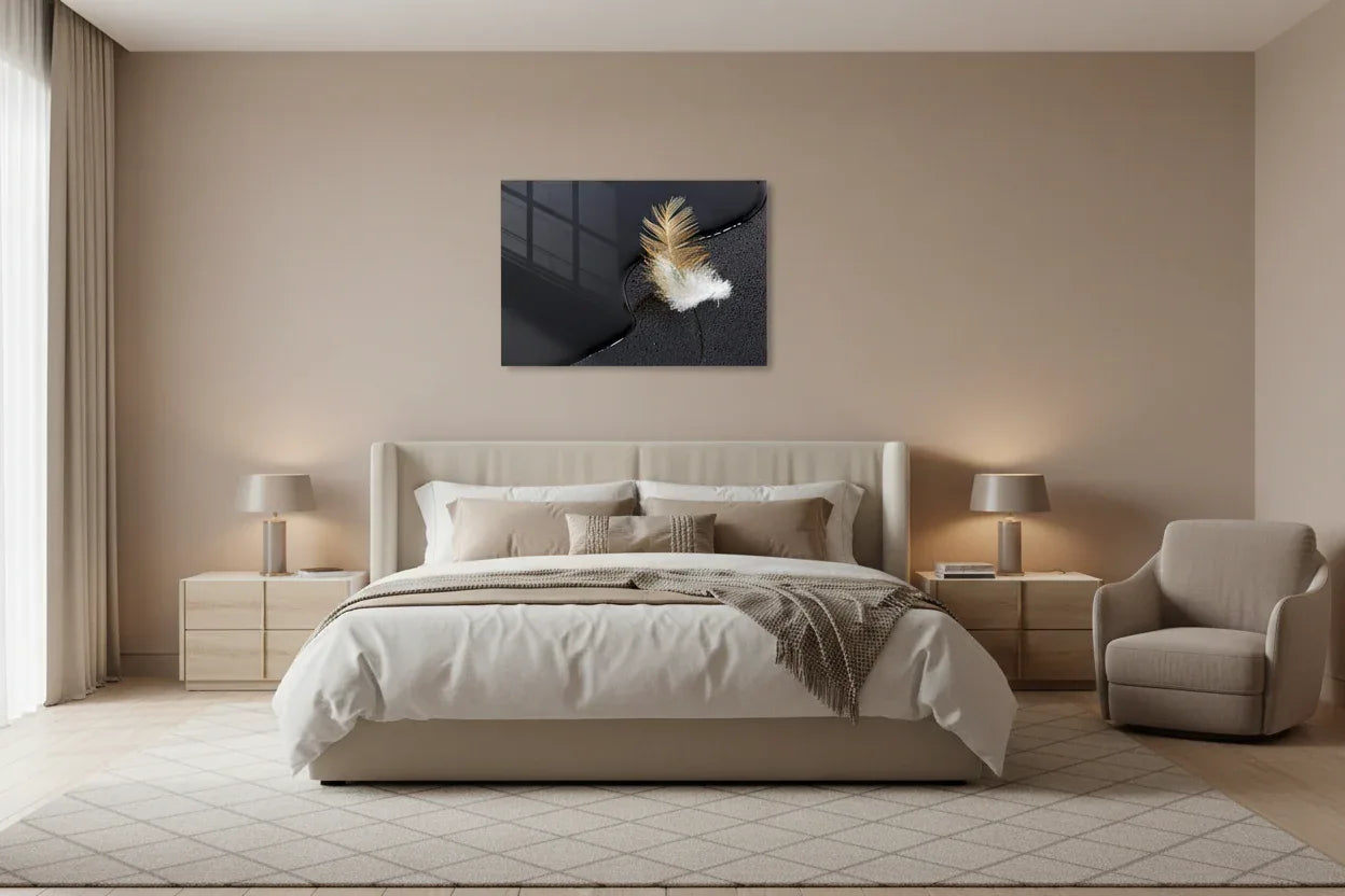 Feather Glass Wall Art - LUXARTDECO